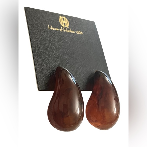 House of Harlow 1960 Amber Toned Teardrop Earrings - Picture 2 of 5